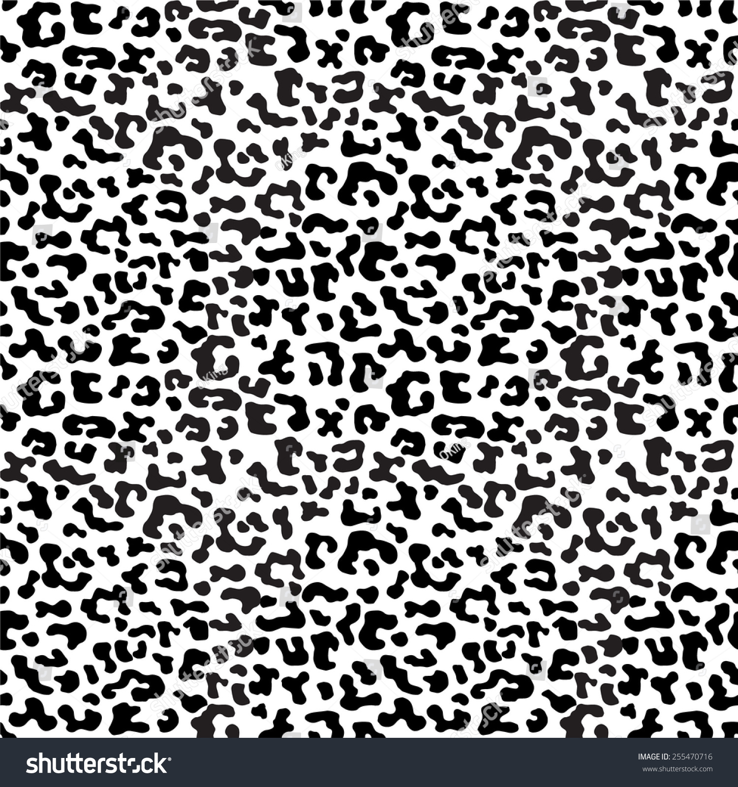 Black White Seamless Texture Leopard Stock Vector 255470716 - Shutterstock