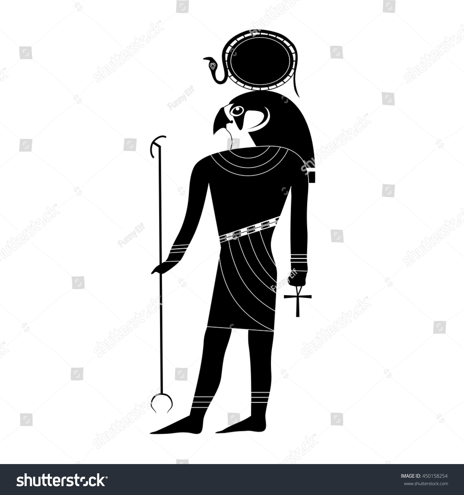 Black White Silhouette Ancient Egyptian God Stock Vector 450158254 ...