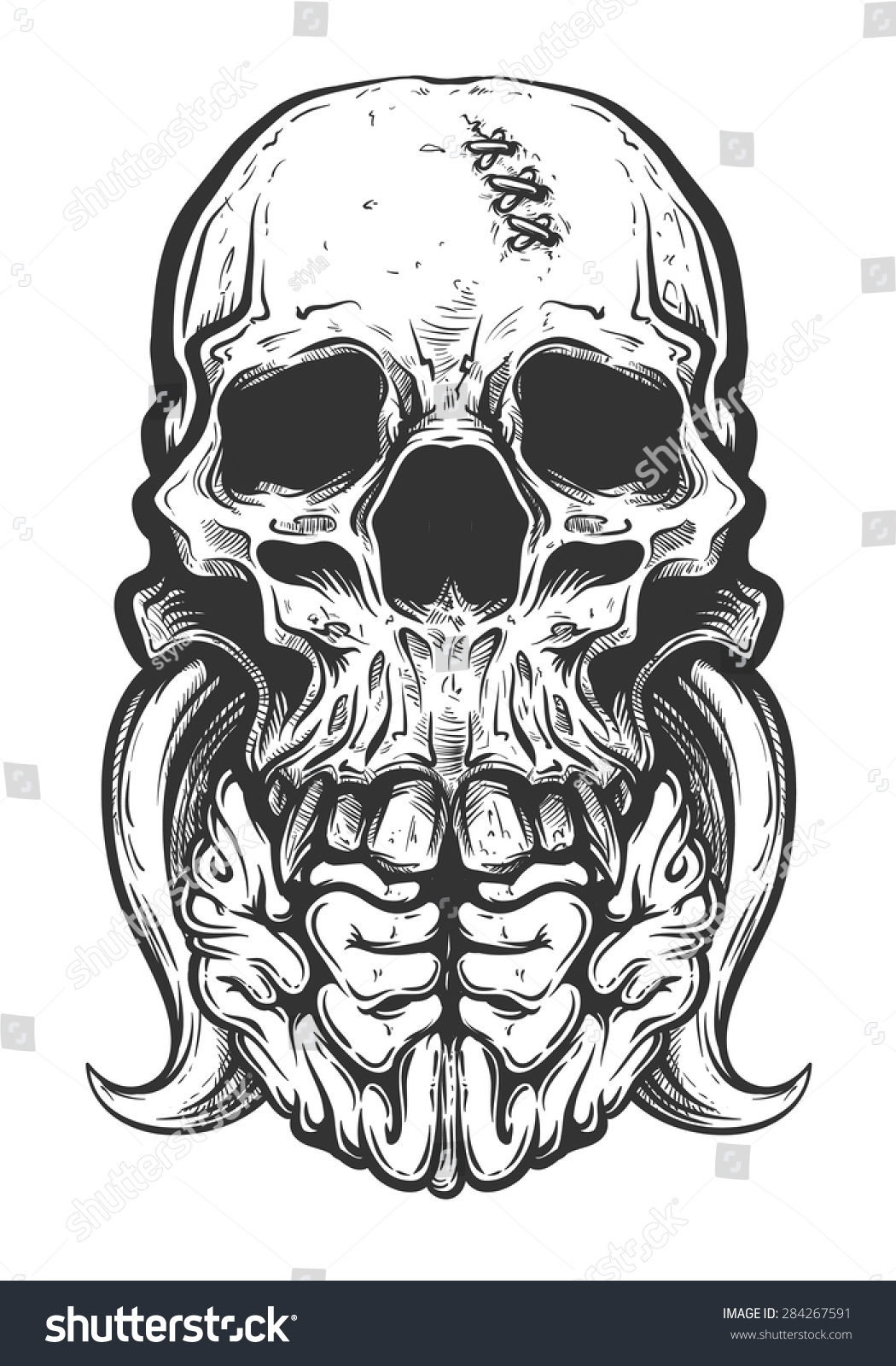 skull vector tattoo [ Skulls Vector Skull Stock 700818415 Tattoos  28 ]