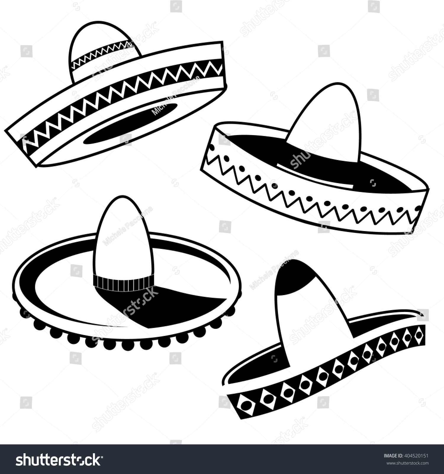 Black White Sombrero Collection Eps 10 Stock Vector (Royalty Free ...