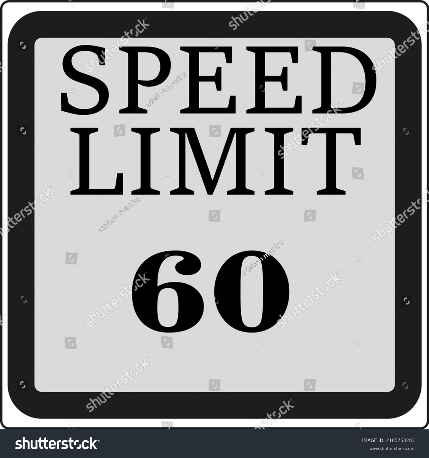 Black White Speed Limit Sign Stock Vector (Royalty Free) 2165753283