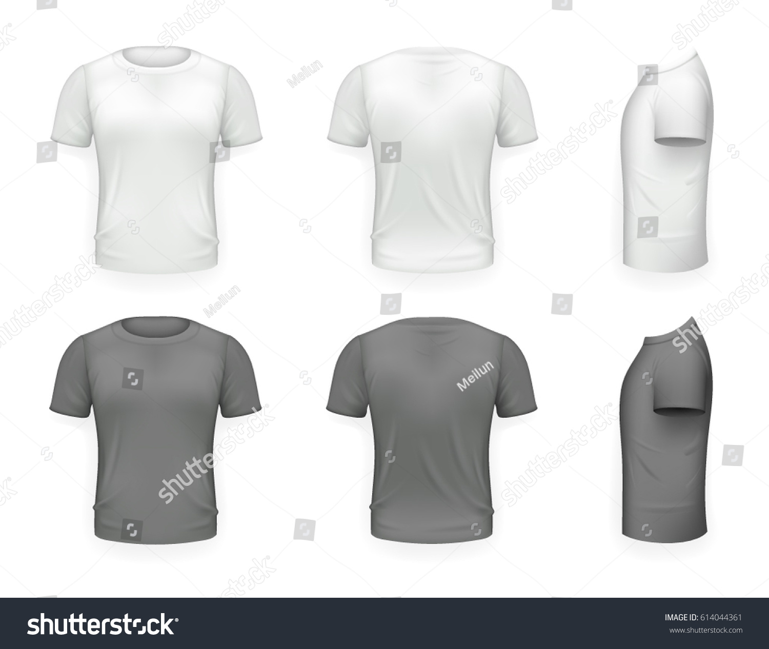 Download Black White Tshirt Front Side Back Stock Vector 614044361 - Shutterstock