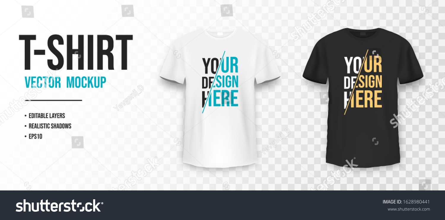 Black White Tshirt Mockup Mockup Realistic Stock Vector (Royalty Free ...