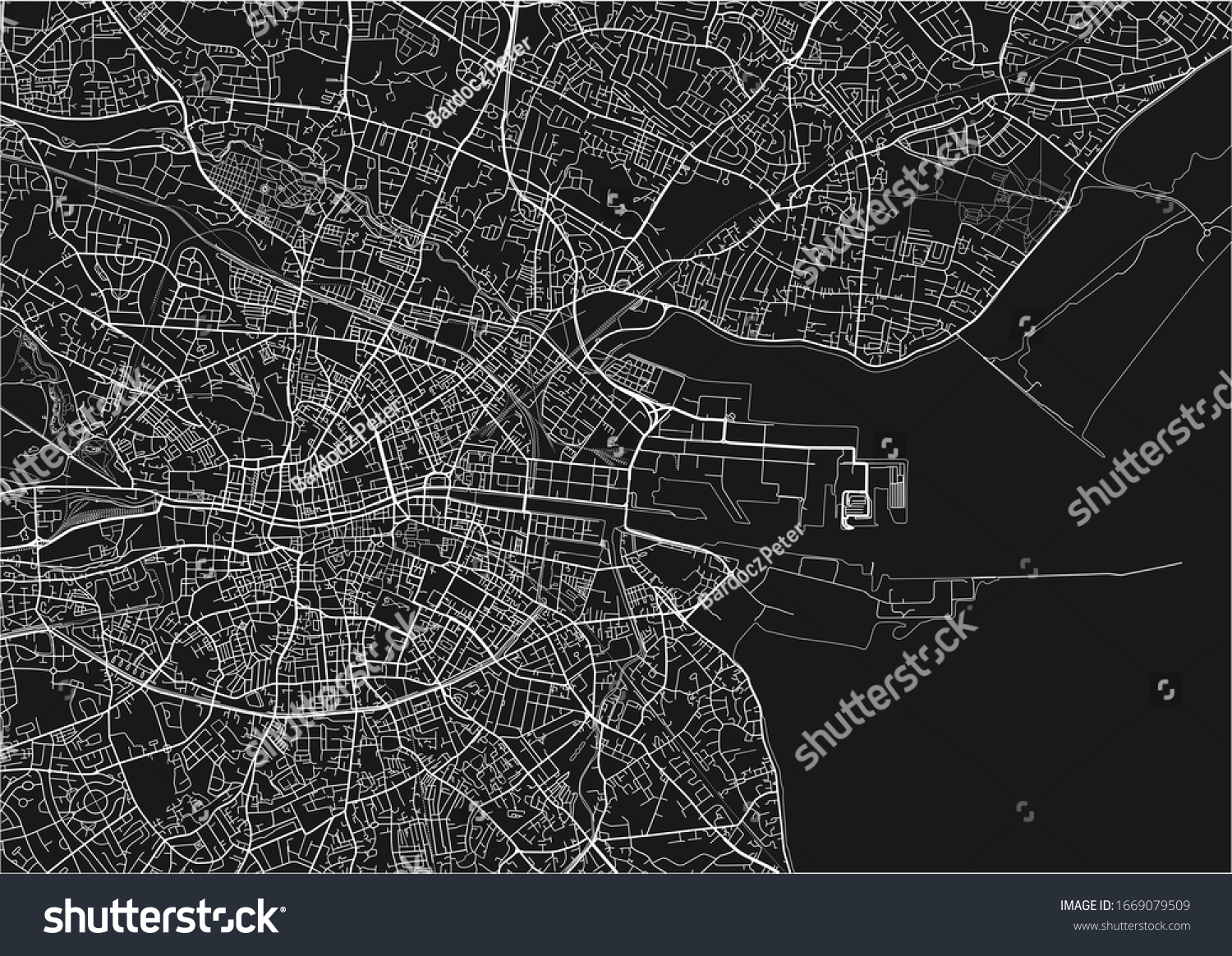 Black White Vector City Map Dublin Stock Vector (Royalty Free ...