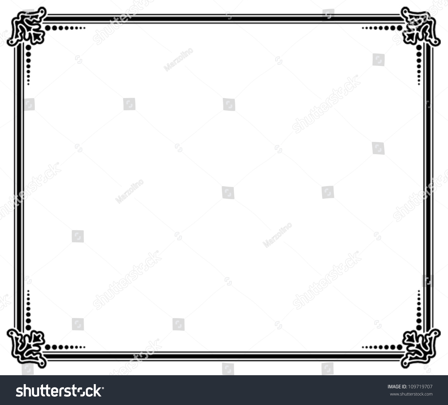 Black And White Vector Frame - 109719707 : Shutterstock