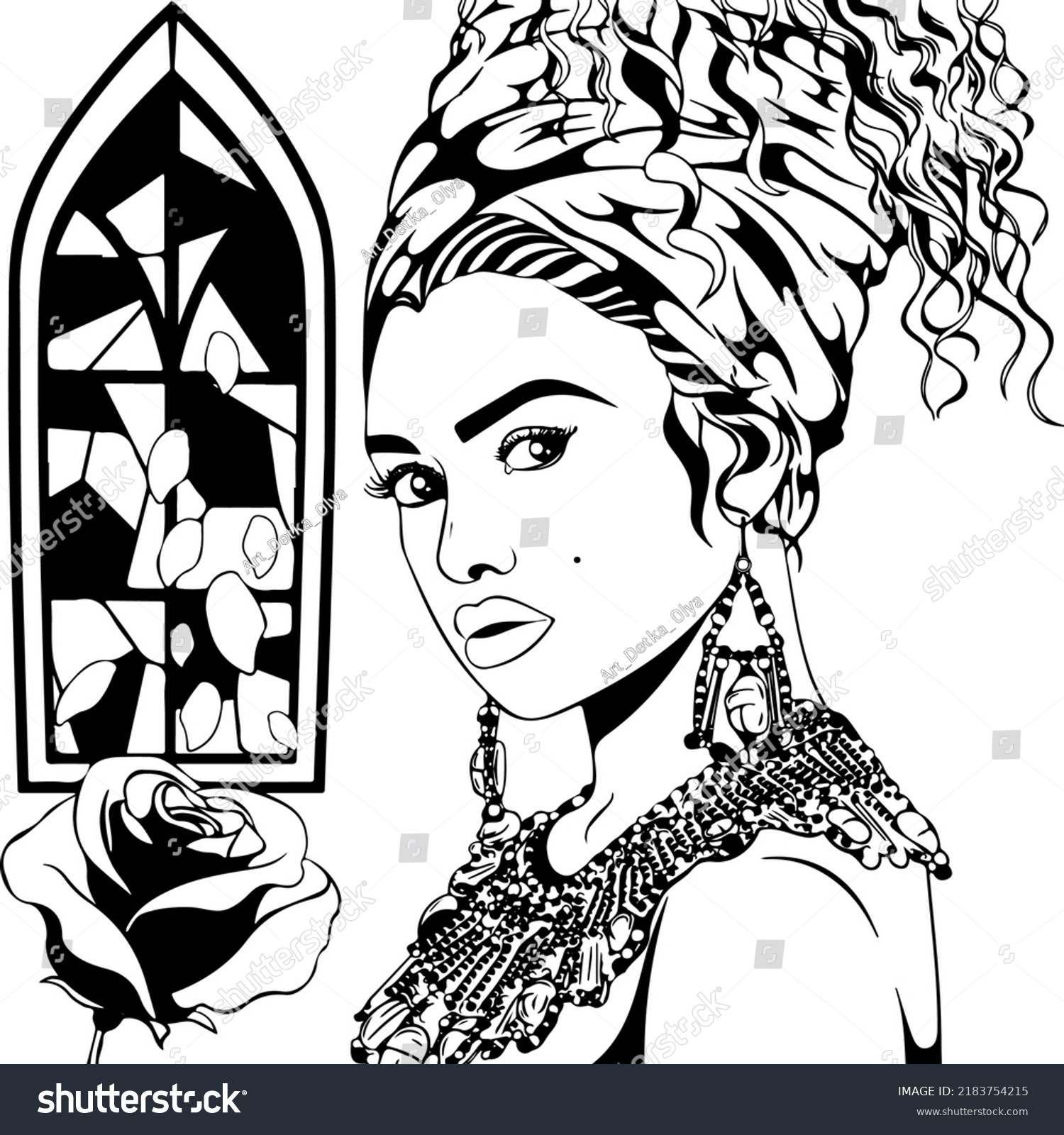 Black White Vector Girl Women Stock Vector Royalty Free 2183754215 Shutterstock 