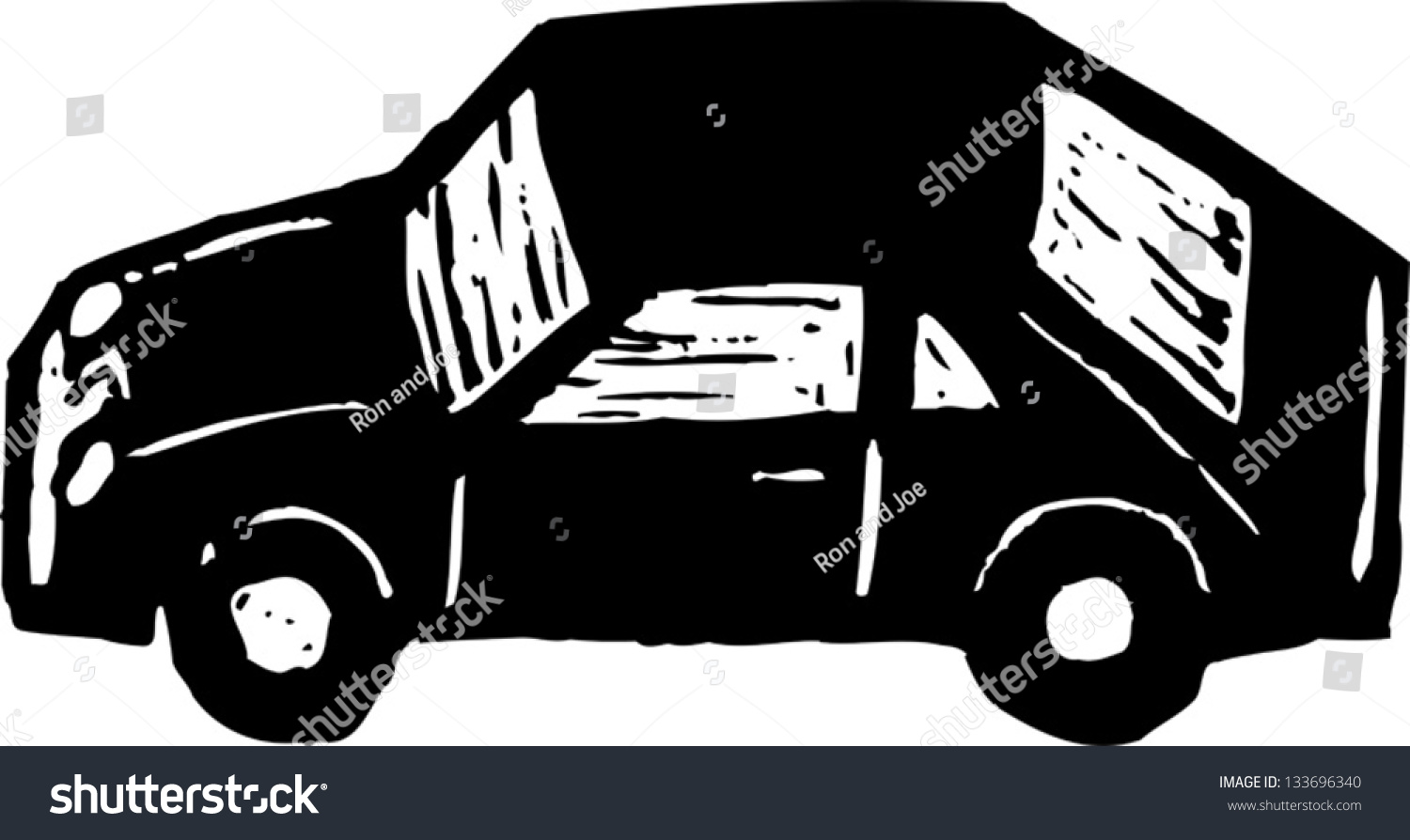 Black White Vector Illustration Car Stock Vector (Royalty Free