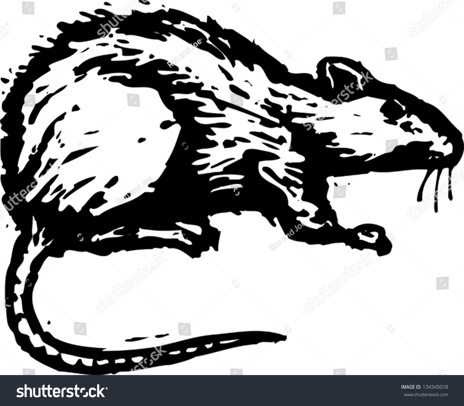 Black White Vector Illustration Rat Stock Vector 134345018 - Shutterstock