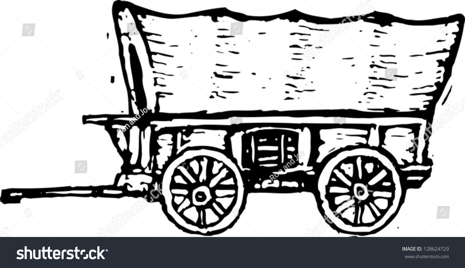 SVG of Black and white vector illustration of covered wagon svg
