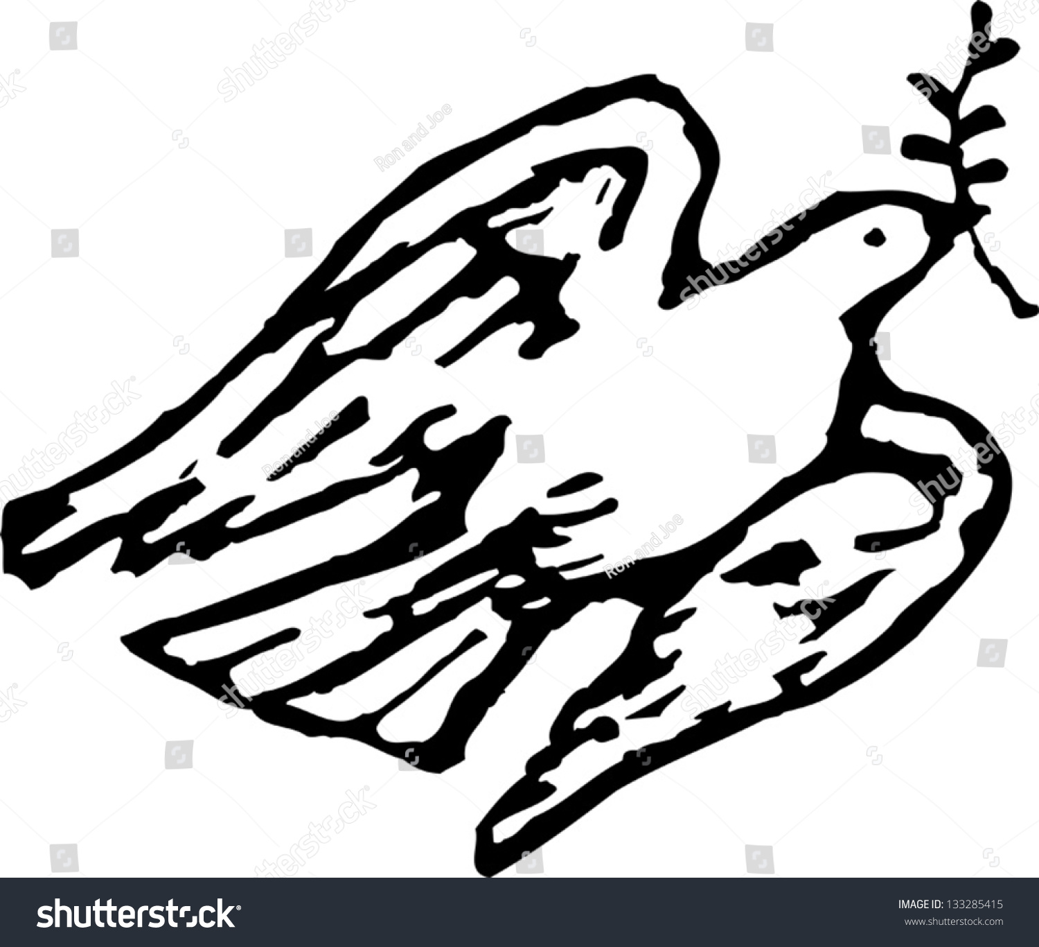 Black And White Vector Illustration Of Dove Of Peace - 133285415 ...