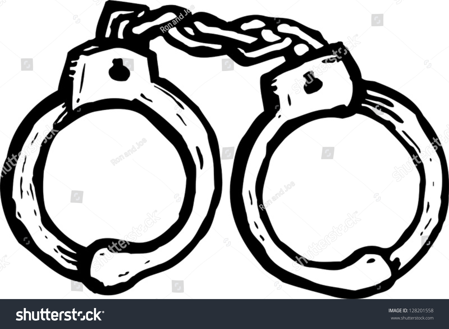 Black White Vector Illustration Handcuffs Stock Vector 128201558 ...