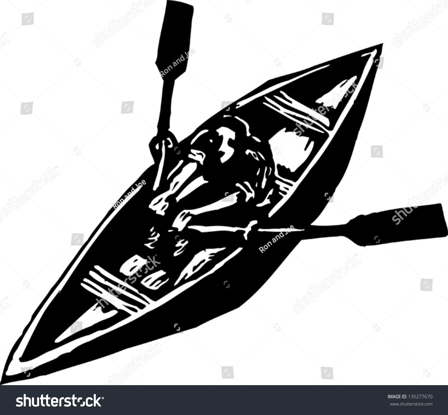 Black White Vector Illustration Man Rowing Stock Vector 135277670 ...