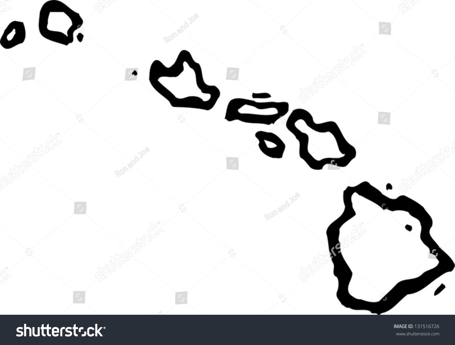 Black White Vector Illustration Map Hawaii Stock Vector 131516726 ...