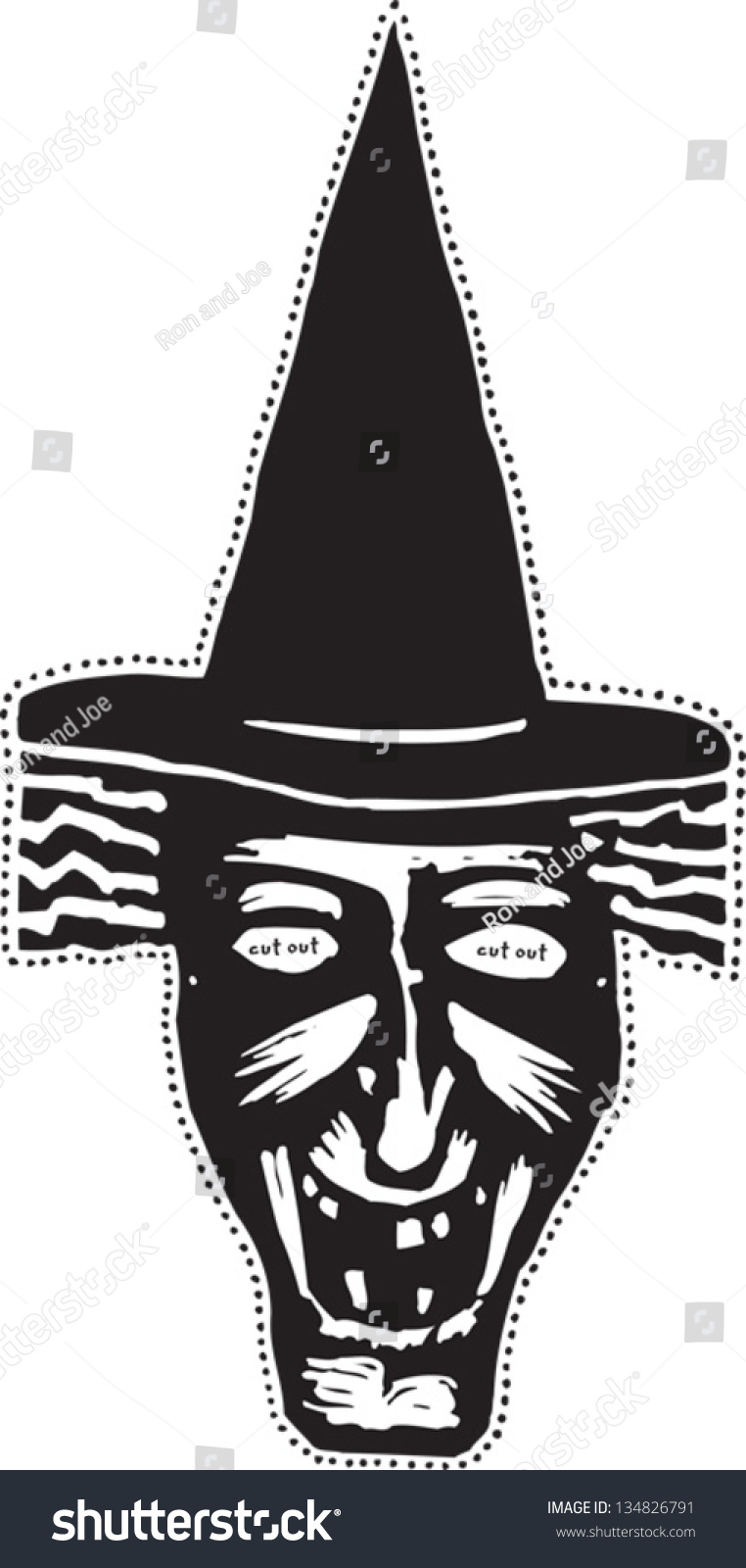 Black White Vector Illustration Witch Mask Stock Vector Royalty Free 134826791 Shutterstock 5062
