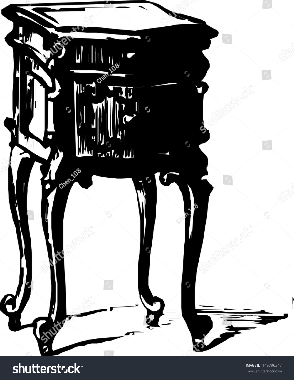 Black White Vector Illustration Old Dresser Stock Vector Royalty