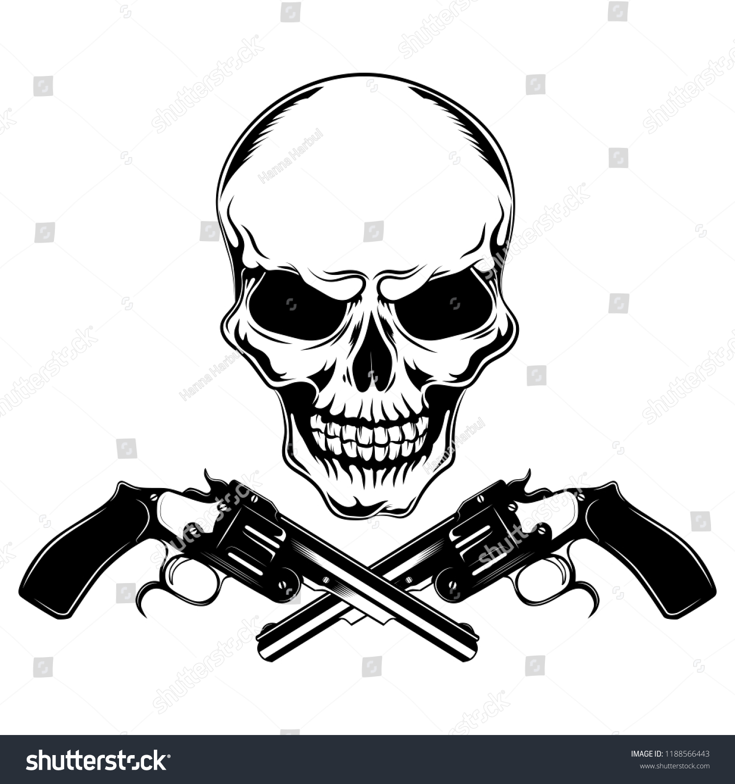 Black White Vector Image Skull Pistols Stock Vector (Royalty Free ...