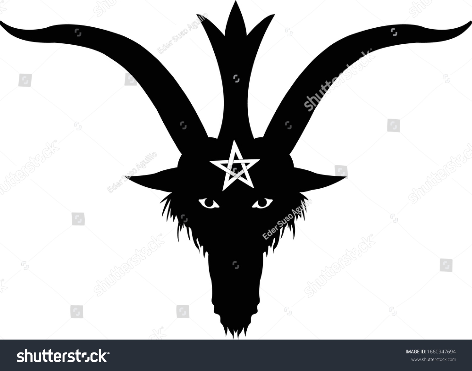 Black White Vector Baphomet Face Pentagram Stock-vektor (royaltyfri ...