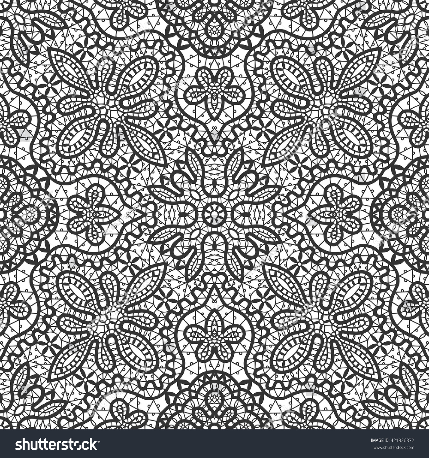 Black White Vector Seamless Lace Pattern Stock Vector (Royalty Free ...
