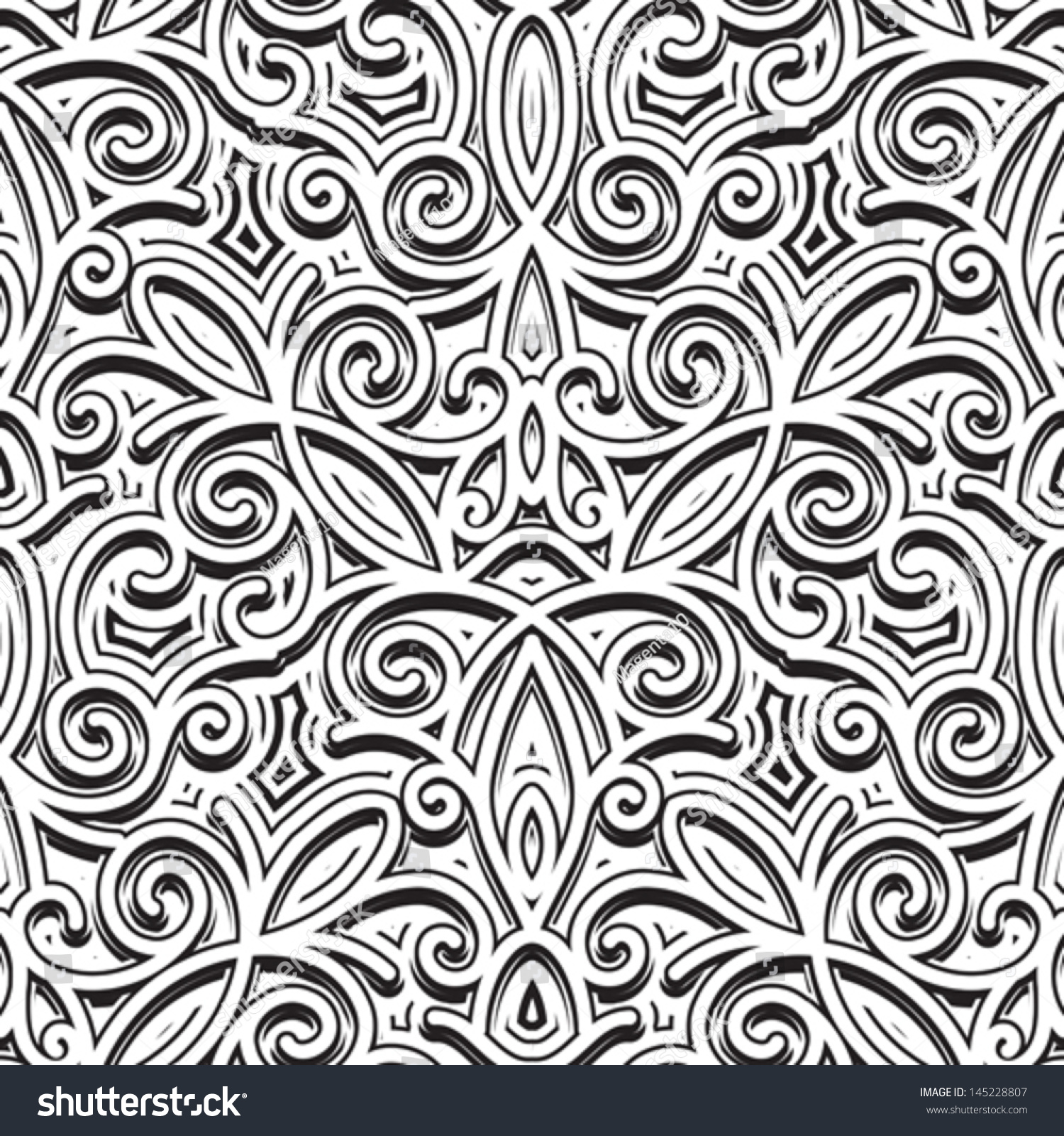 Black White Vector Seamless Pattern Vintage Stock Vector 145228807 ...