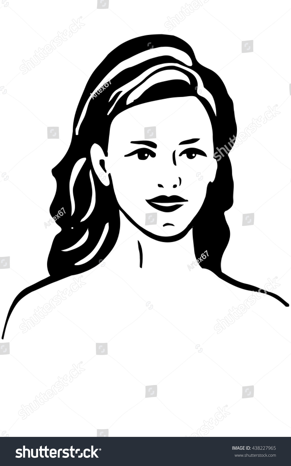 Black White Vector Sketch Beautiful Girl Vector De Stock Libre De Regalías 438227965 2075