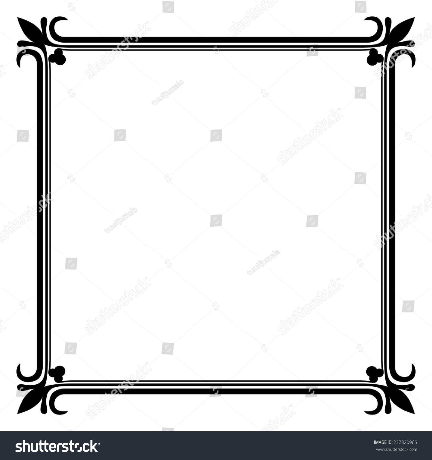 Black And White Vintage Frame Vector Template. - 237320965 : Shutterstock