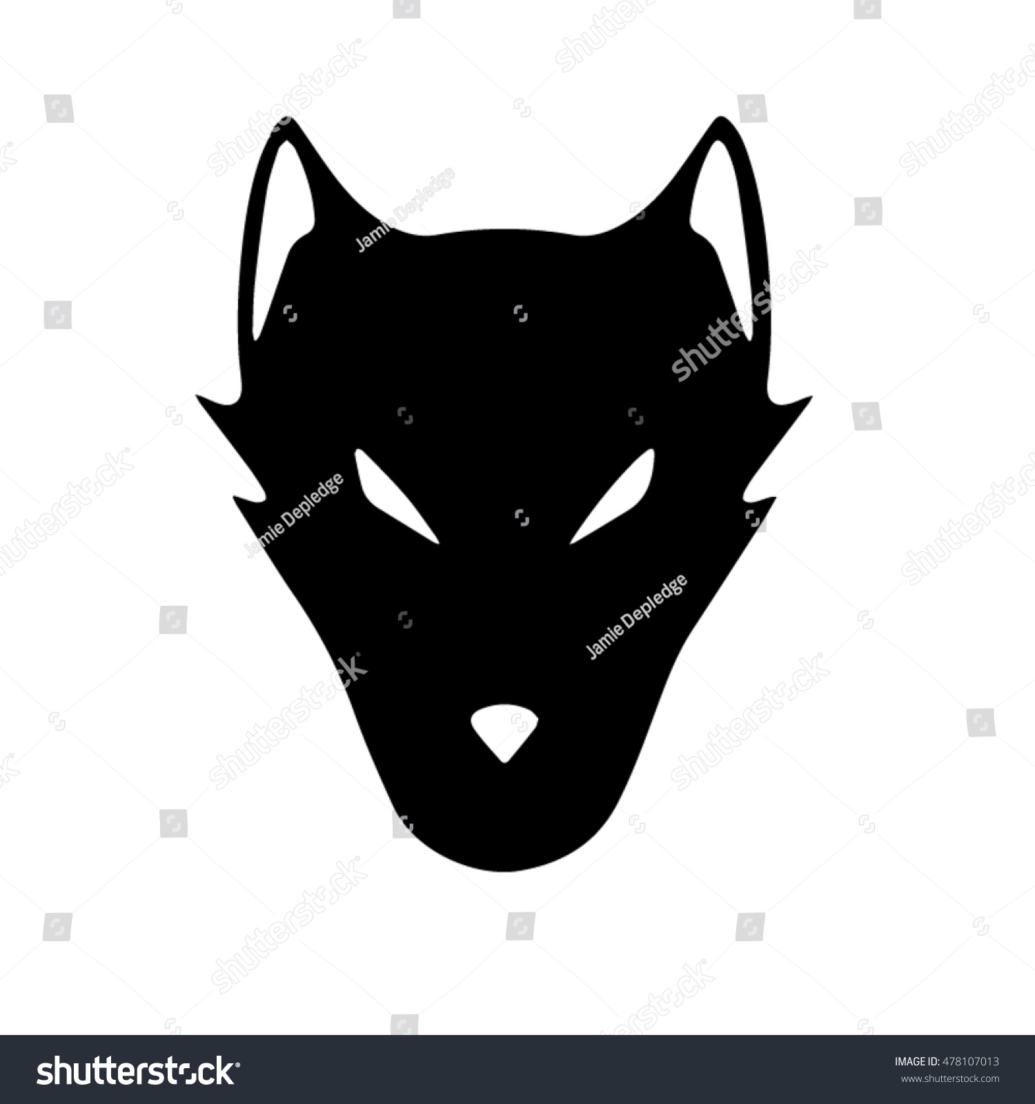 Black White Wolf Face Silhouette Stock Vector Royalty Free