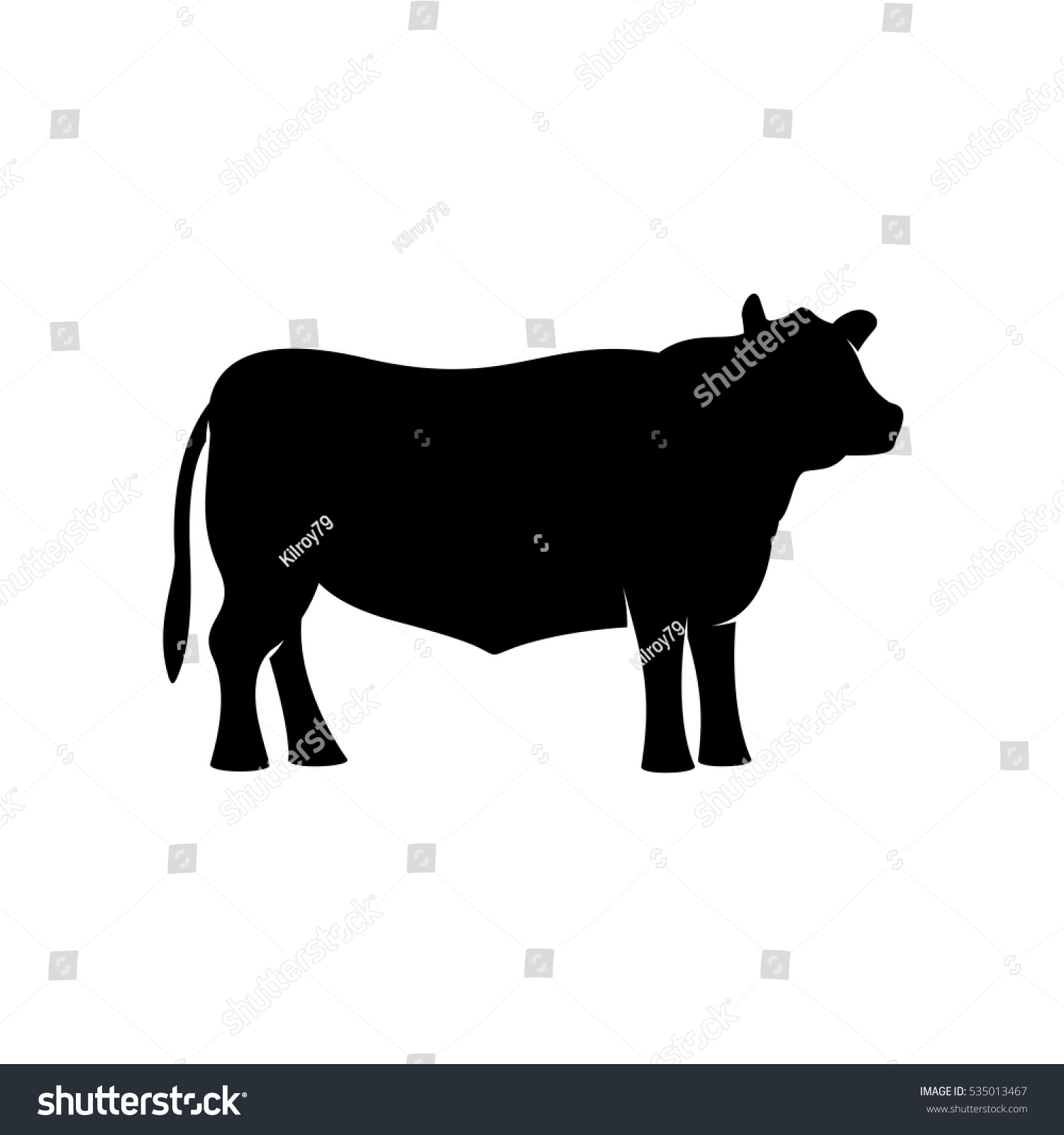 黒いアンガス牛の牛立ちベクターシルエット 牛のイラスト のベクター画像素材 ロイヤリティフリー