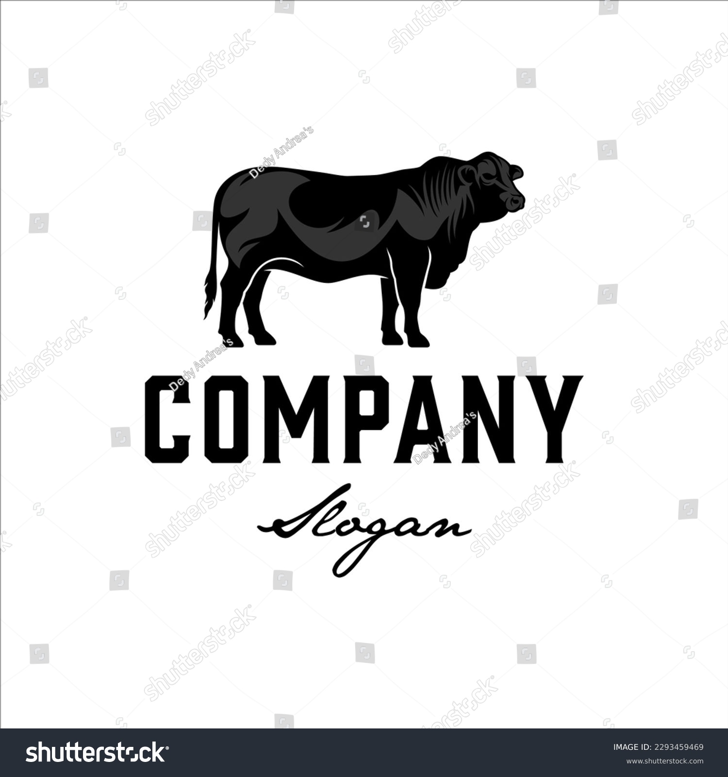 SVG of Black angus bull logo with masculine style design svg