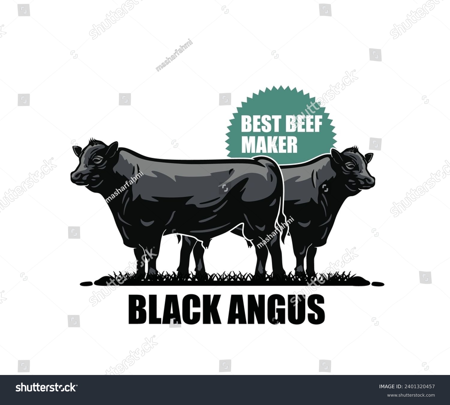 SVG of BLACK ANGUS CATTLE LOGO, silhouette of great bull standing at farm vector illustrations svg