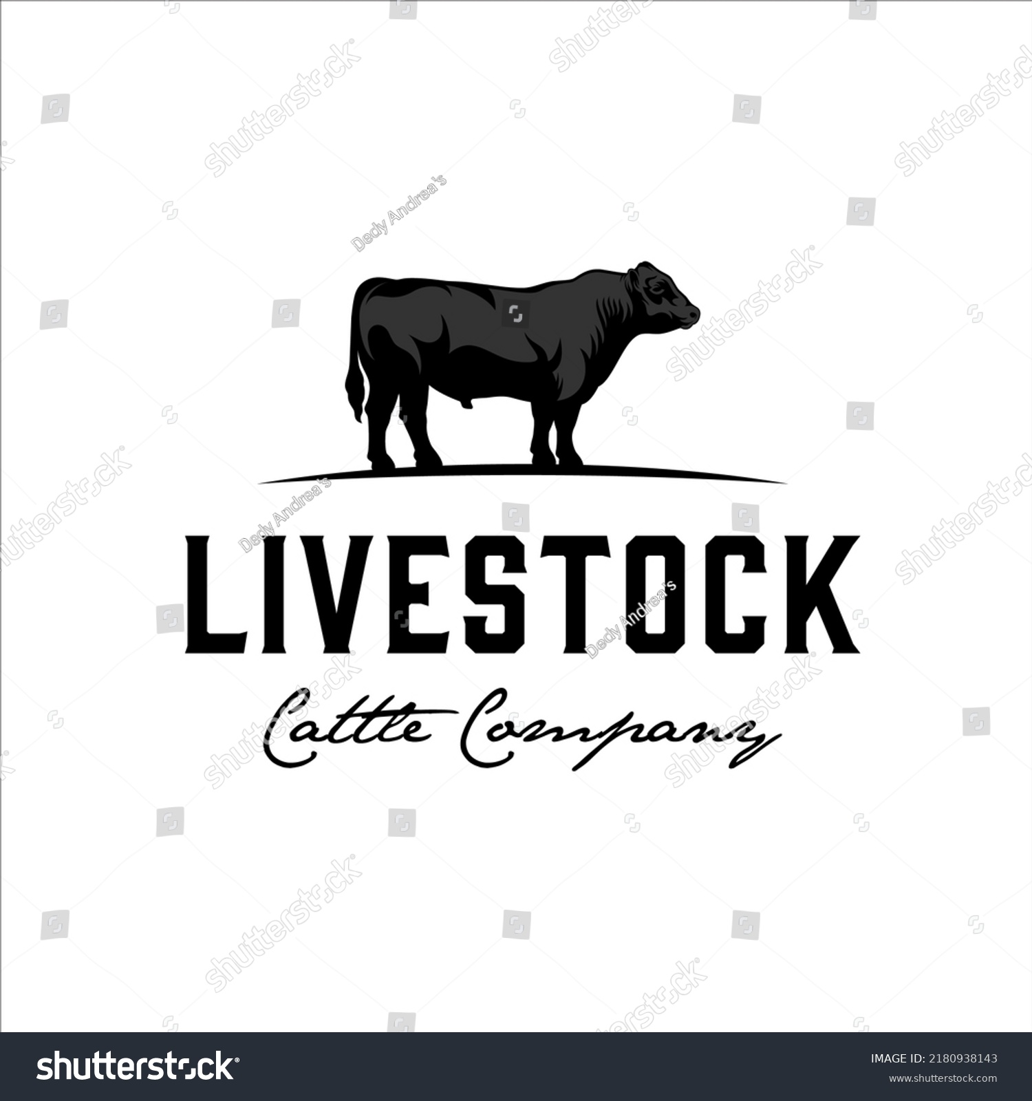 SVG of Black angus cattle logo with masculine style design svg