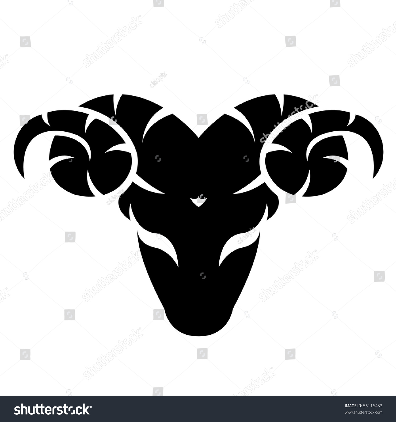 Black Aries Isolated On White Stock Vector Illustration 56116483 ...