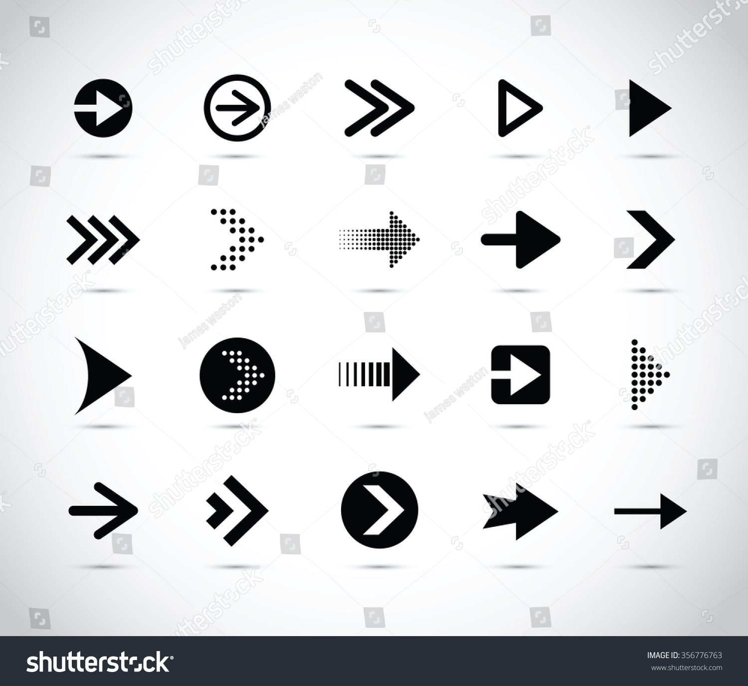 Black Arrow Set Stock Vector Illustration 356776763 : Shutterstock