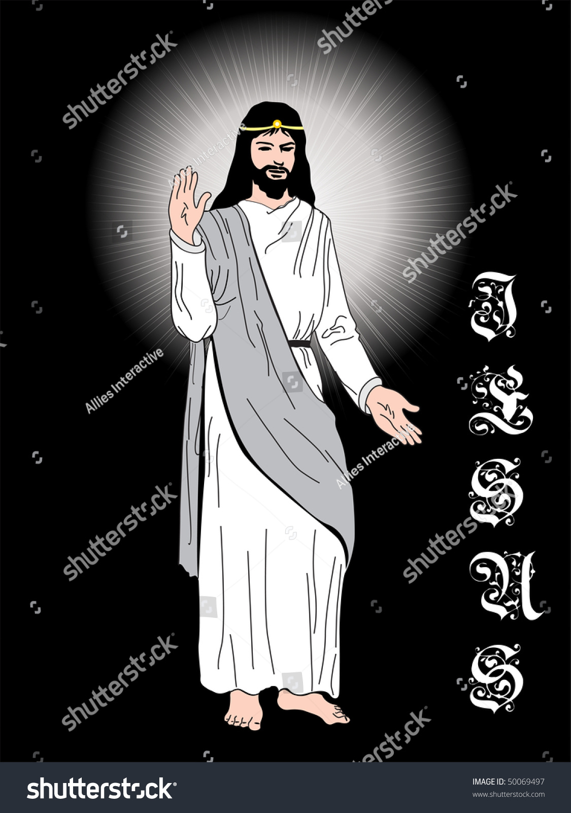 Black Background With Isolated Jesus Christ Stock Vector Illustration ...