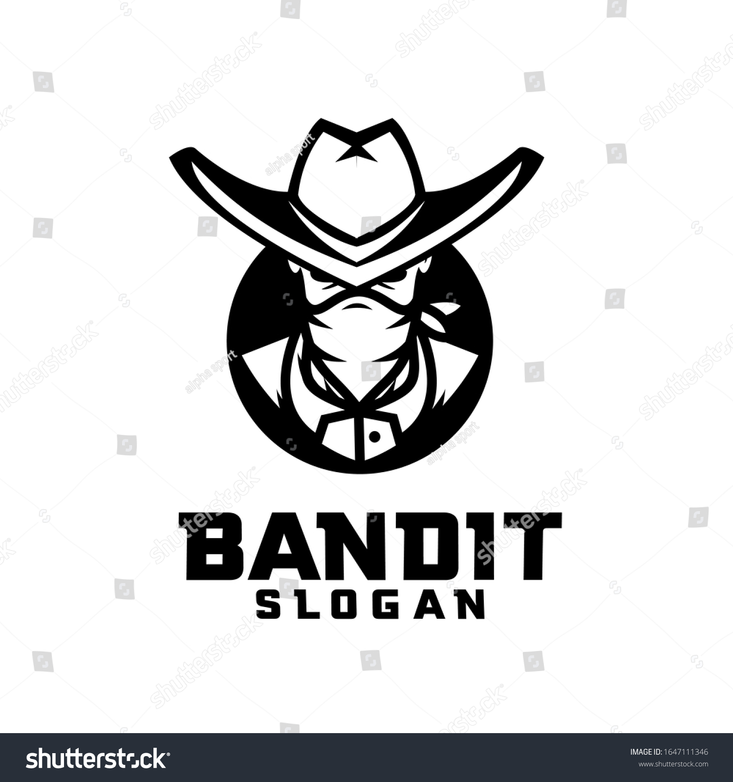 Black Bandit Character Logo Icon Design Stock Vector (Royalty Free ...