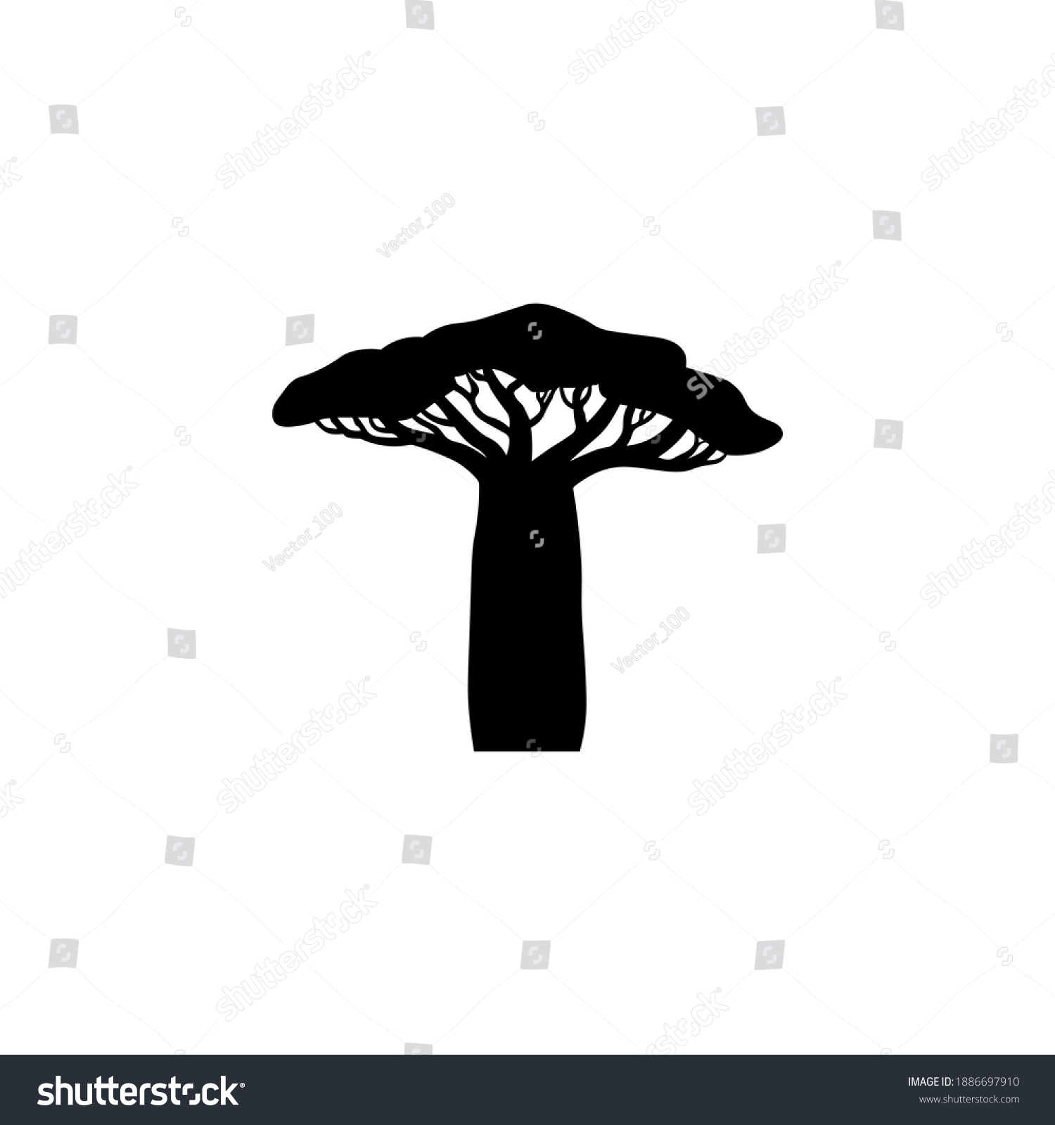 SVG of Black baobab icon, tree sign. Vector illustration eps 10. svg