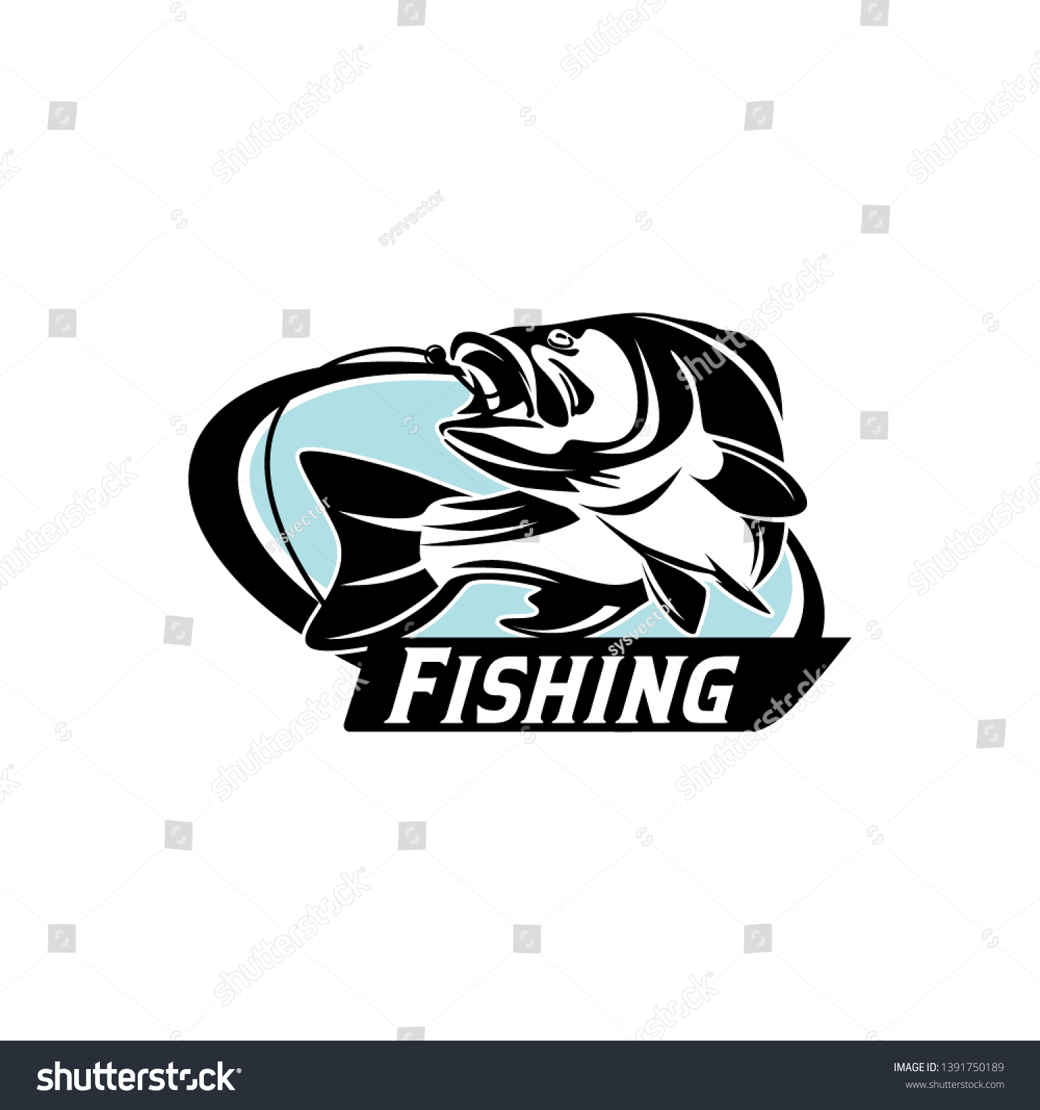 Black Bass Fishing Team Club Logo Stock Vector (Royalty Free) 1391750189