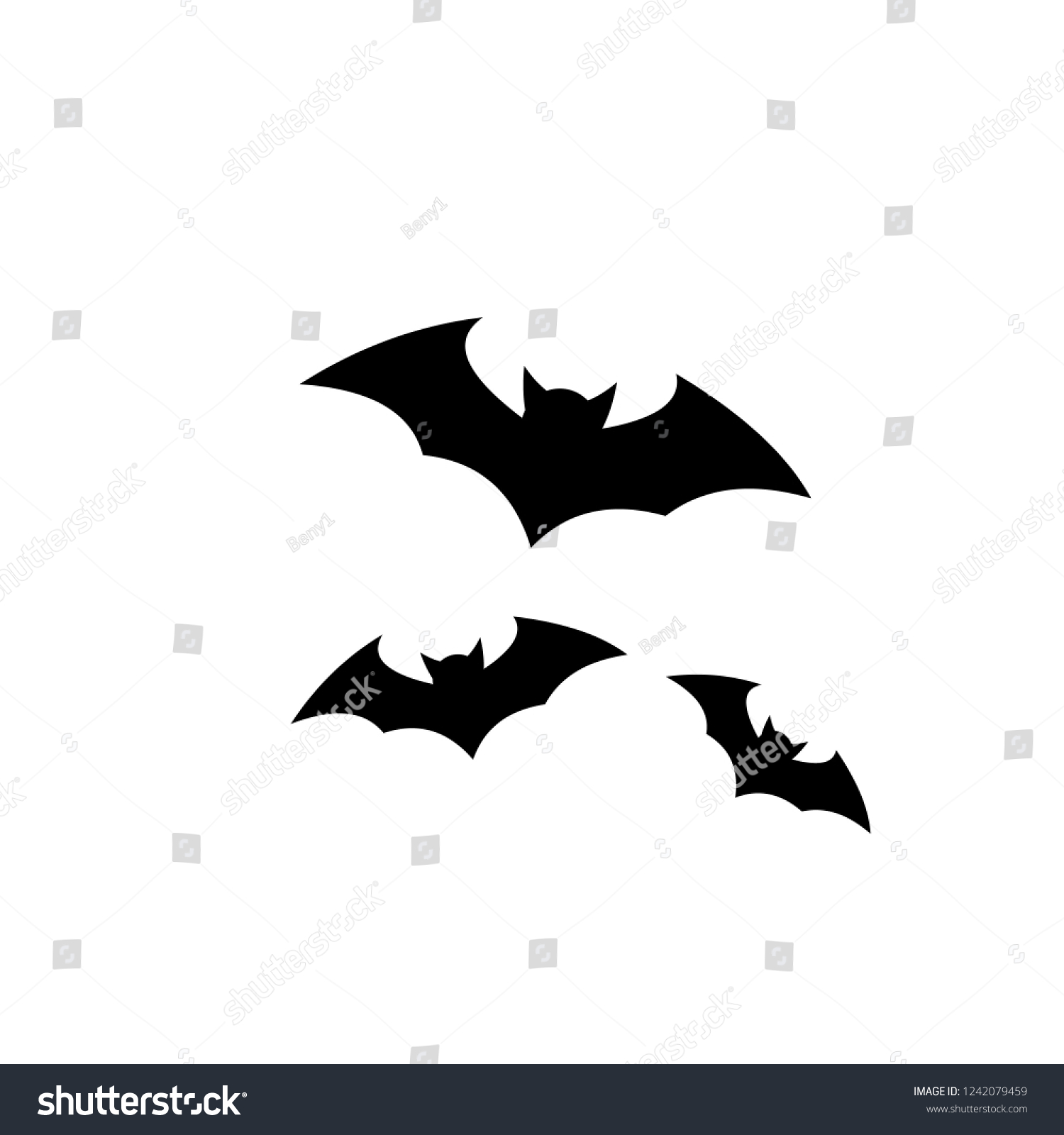 Black Bats Silhouette Stock Vector (Royalty Free) 1242079459