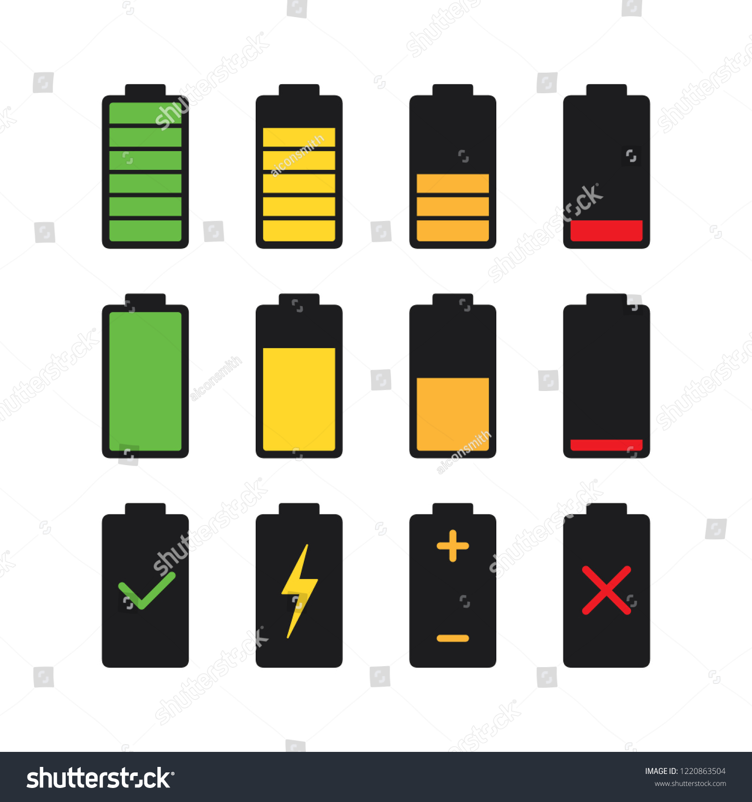 Black Battery Charge Indicator Icons Gauge Stock Vector (Royalty Free ...