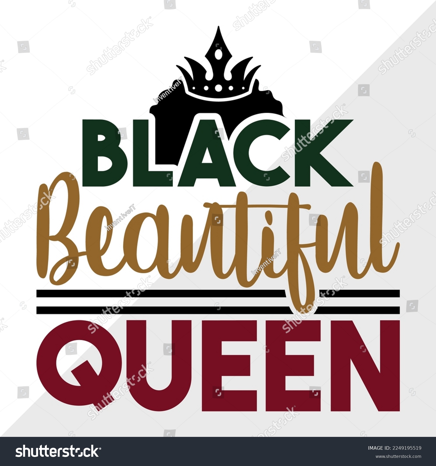 SVG of Black Beautiful Queen SVG Printable Vector Illustration svg
