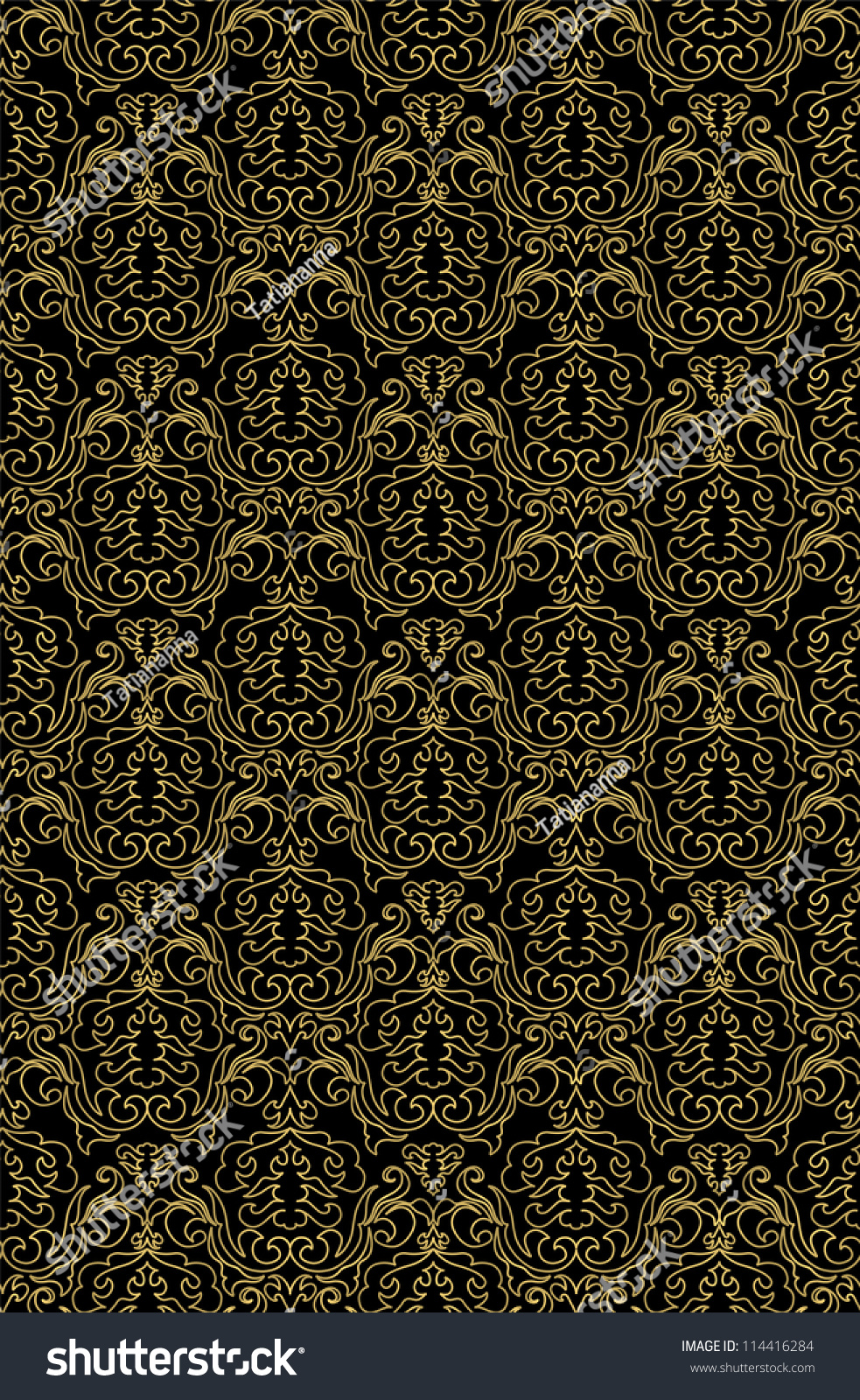 Black Beautiful Vintage Swirl Abstract Gold Stock Vector (Royalty Free ...