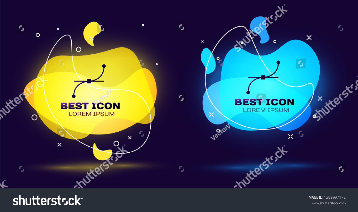 SVG of Black Bezier curve icon isolated. Pen tool icon. Set of liquid color abstract geometric shapes. Vector Illustration svg