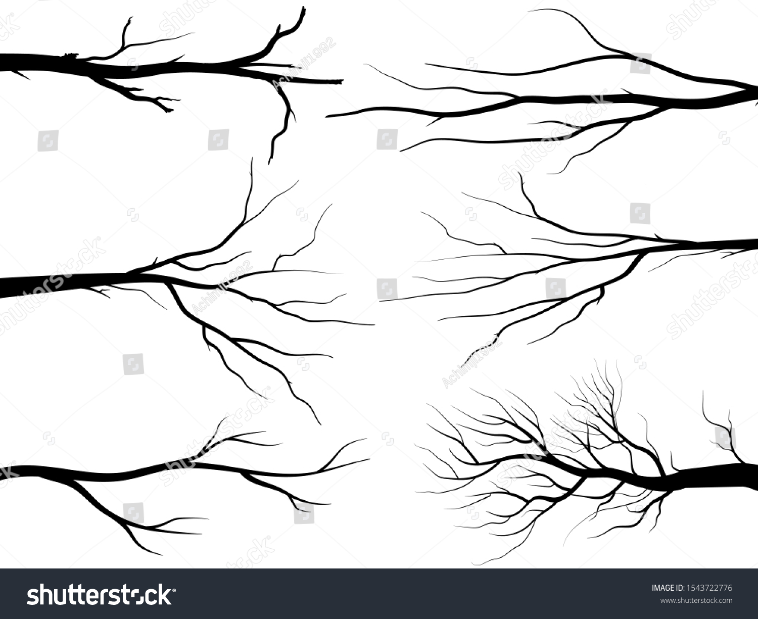 Black Branch Tree Naked Trees Silhouettes Stock Vector Royalty Free