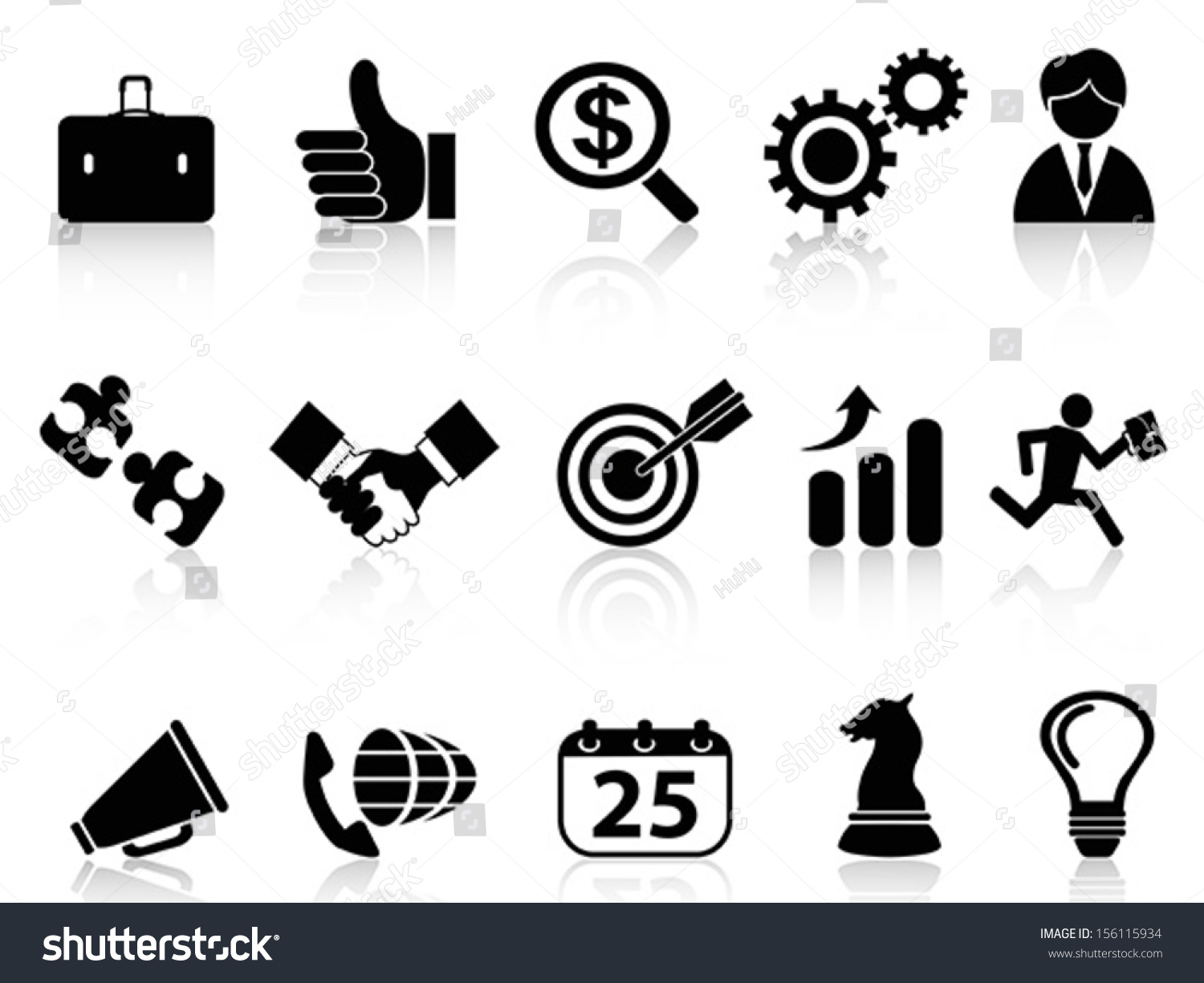 Black Business Icons Set Stock Vector (Royalty Free) 156115934