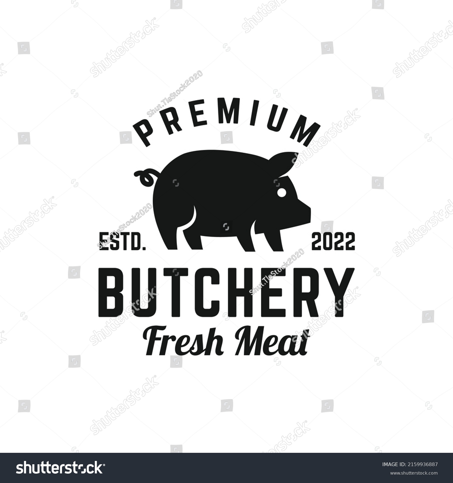 Black Butcher Shop Logo Design On Stock Vector (Royalty Free ...