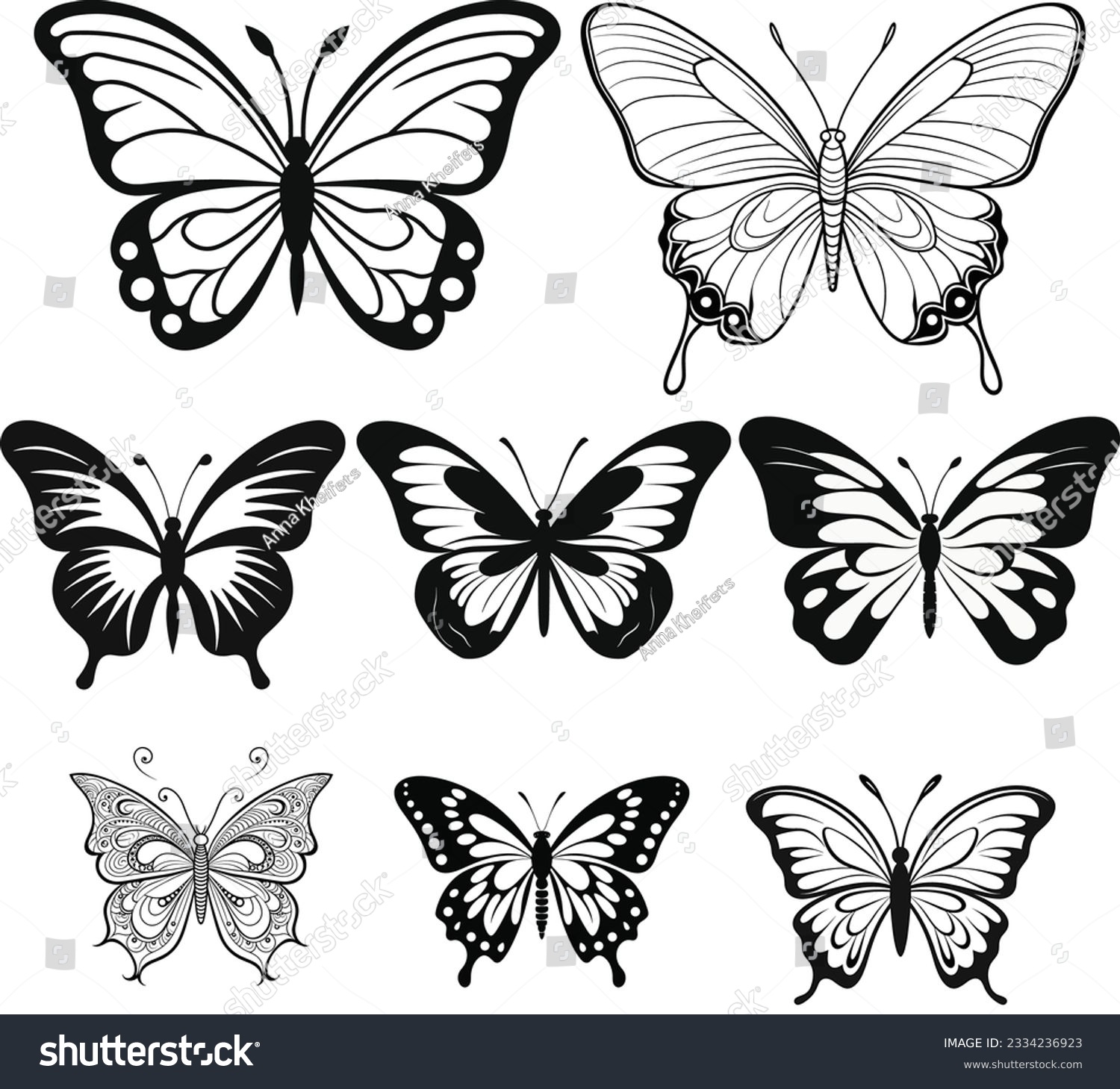 SVG of Black Butterfly SVG vector, Cricut, Butterfly Silhouette, Butterfly coloring page svg