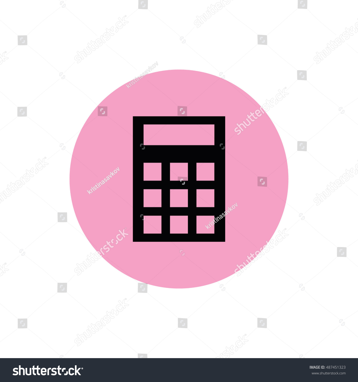 Black Calculator Icon Vector Pink Button Stock Vector Royalty