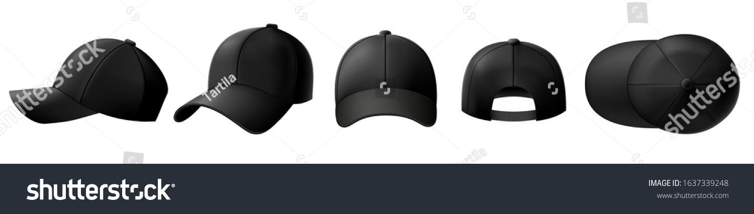 Black Cap Mockup Baseball Caps Sport Stock Vector (Royalty Free ...