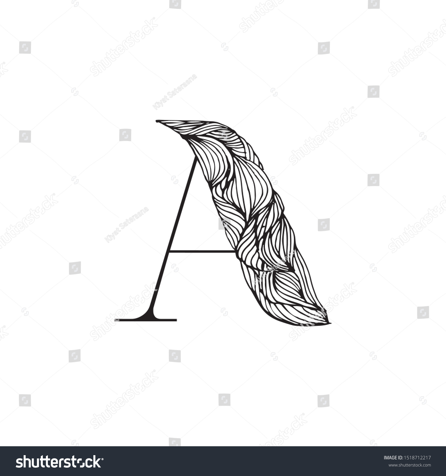 Black Capital Letter B Line Art Stock Vector (Royalty Free) 1518712217