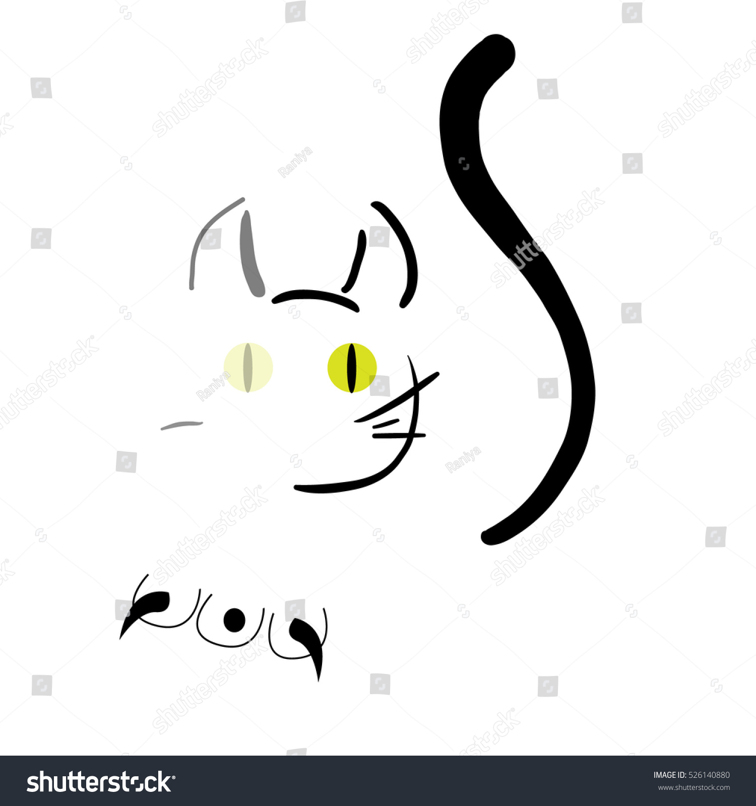 Black Cat White Background Symbol Icon Stock Vector (Royalty Free