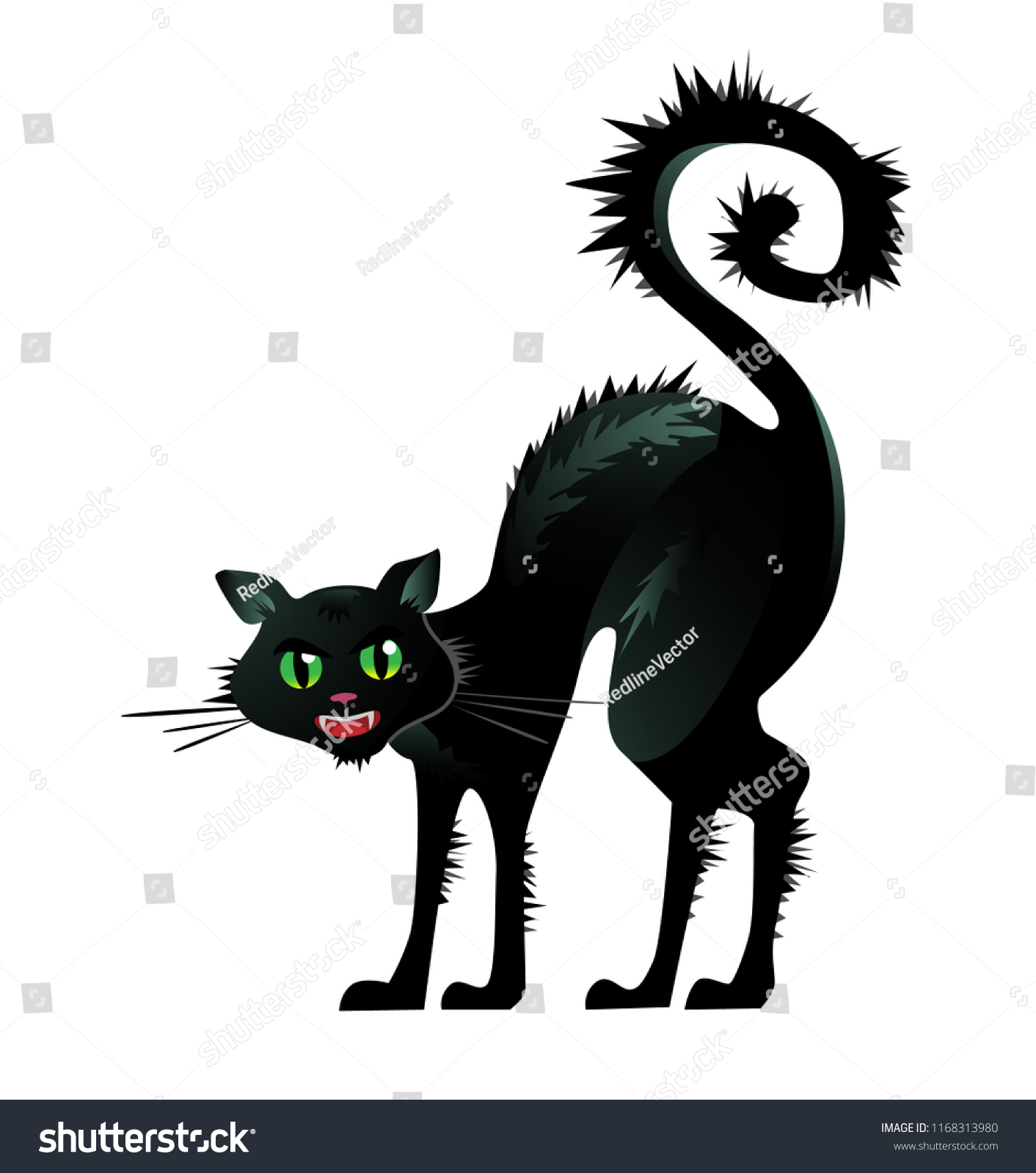 Black Cat Arching Back Vector Illustration Stock Vector Royalty Free